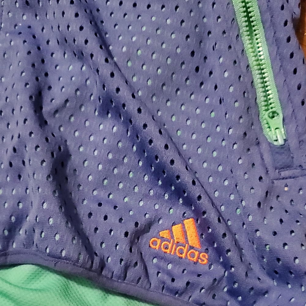 adidas Teal Green CLIMALITE Performance Jacket with Blue Zip - Picture 4 of 10